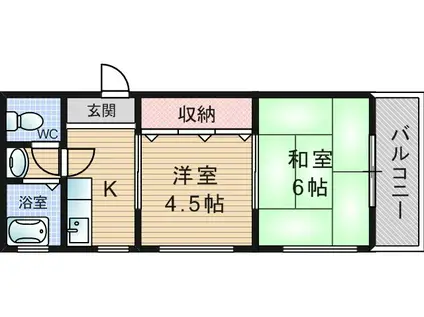 淀コーポ(2K/4階)の間取り写真