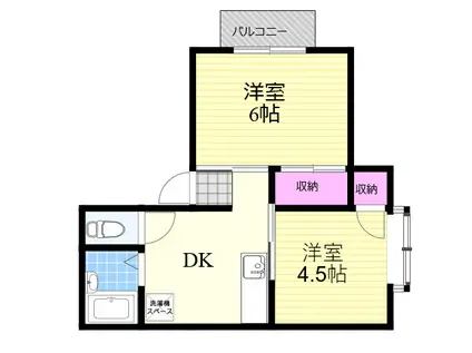ミスターマンション(2DK/2階)の間取り写真
