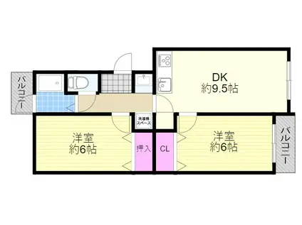 塚本東コーポA棟(2DK/1階)の間取り写真
