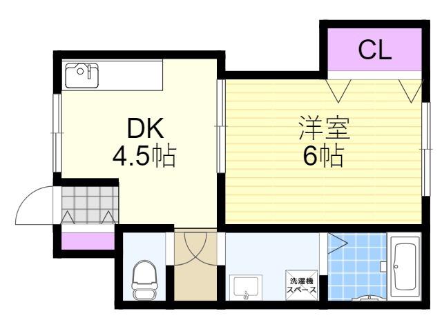 豊荘(1DK/2階)の間取り写真