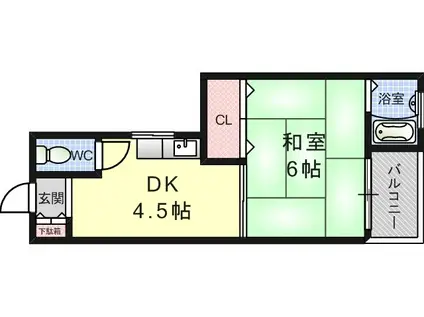 第8坂田ビル(1DK/1階)の間取り写真