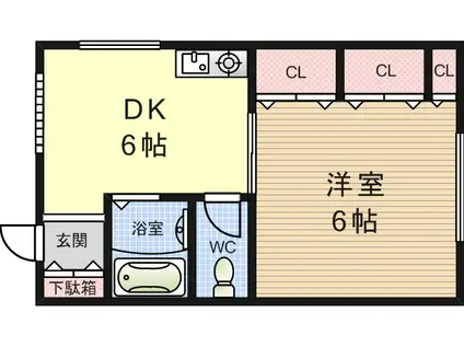 シャトー泉(1DK/1階)の間取り写真