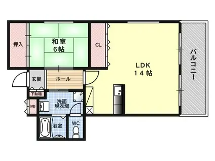 マーヴェラス(1LDK/2階)の間取り写真