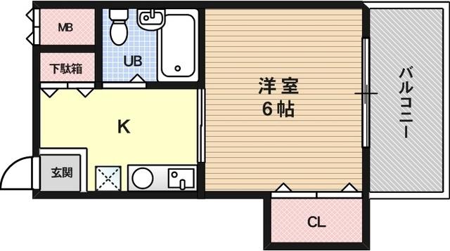 ルミエール林(1K/3階)の間取り写真