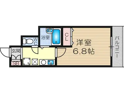 サンライズ大和田(1K/6階)の間取り写真