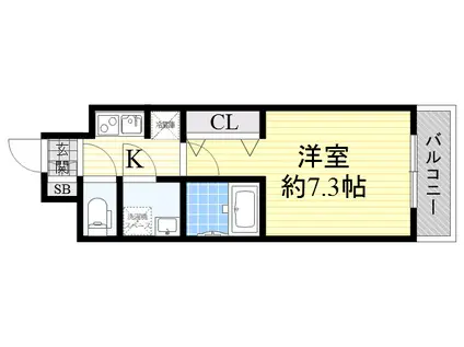 スワンズ大阪 アクシオン(1K/2階)の間取り写真