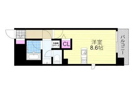 スワンズ大阪 アクシオン(ワンルーム/8階)の間取り写真