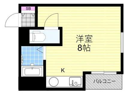 ハイツ知名2(ワンルーム/2階)の間取り写真