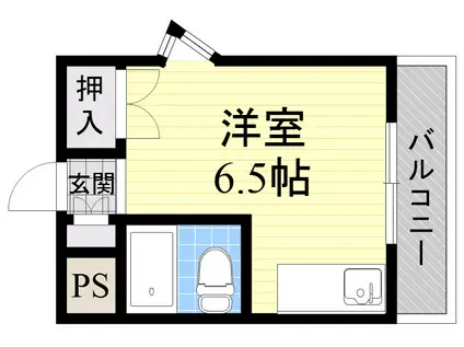 ポントワーズ千舟(ワンルーム/2階)の間取り写真
