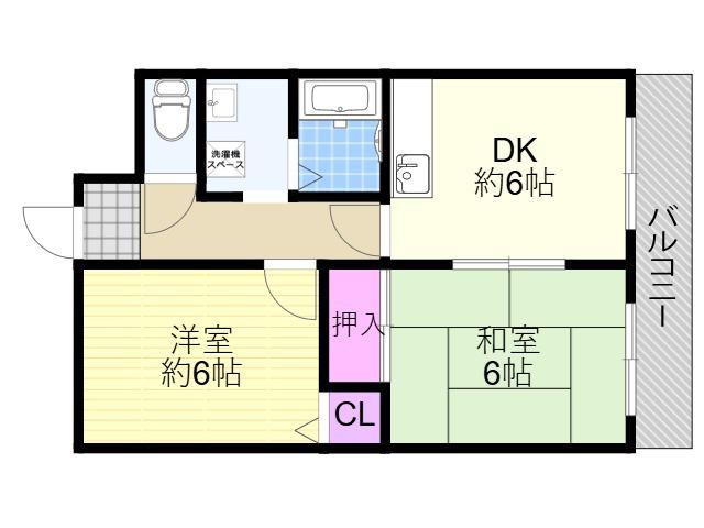 姫島ローズハイツⅡ(2DK/5階)の間取り写真