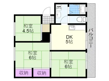 新北野コーポB棟(3DK/8階)の間取り写真