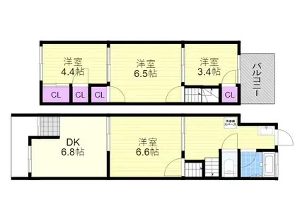 JR東西線 御幣島駅 徒歩6分 2階建 築60年(4DK)の間取り写真