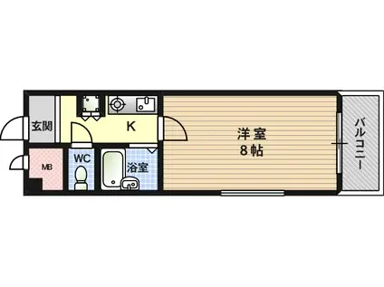 リーガル塚本5(1K/9階)の間取り写真