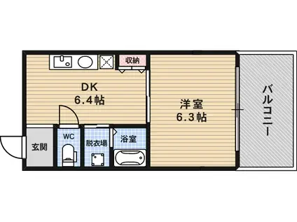 プルス塚本(1DK/2階)の間取り写真