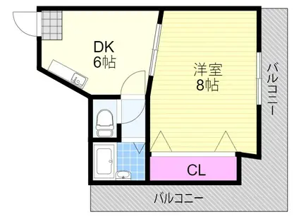 共立マンション(1DK/3階)の間取り写真
