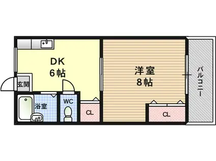 共立マンション(1DK/3階)の間取り写真