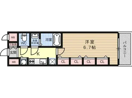 サムティ大阪ウエストグランジール(1K/4階)の間取り写真