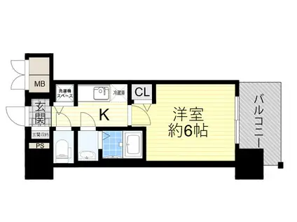 ララプレイス ザ・大阪リヴァージュ(1K/6階)の間取り写真