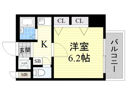 パラシオ塚本Ⅲ(1K/6階)の間取り写真