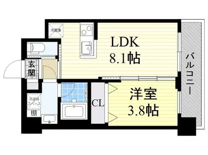 ディームス御幣島(1LDK/6階)の間取り写真