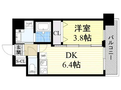 ディームス御幣島(1DK/4階)の間取り写真