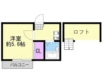 アイディール姫島(1K/1階)の間取り写真