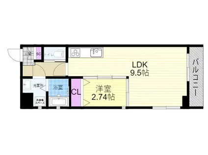 パークス姫島(1LDK/3階)の間取り写真