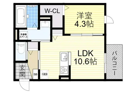 メルベーユ加島(1LDK/2階)の間取り写真