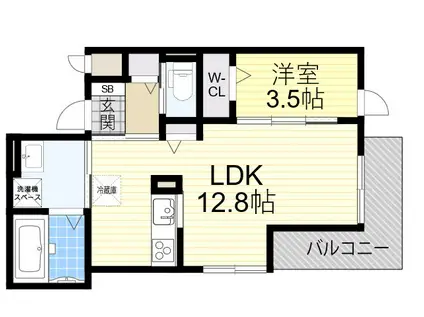 メルベーユ加島(1LDK/2階)の間取り写真