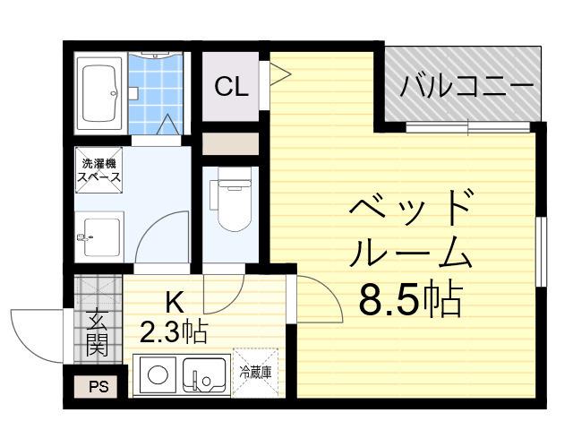 REGIES塚本(1K/3階)の間取り写真