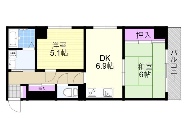 ユニーブル新大阪(2DK/7階)の間取り写真