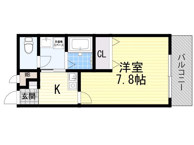 アンプルールフェールドミール(1K/1階)の間取り写真