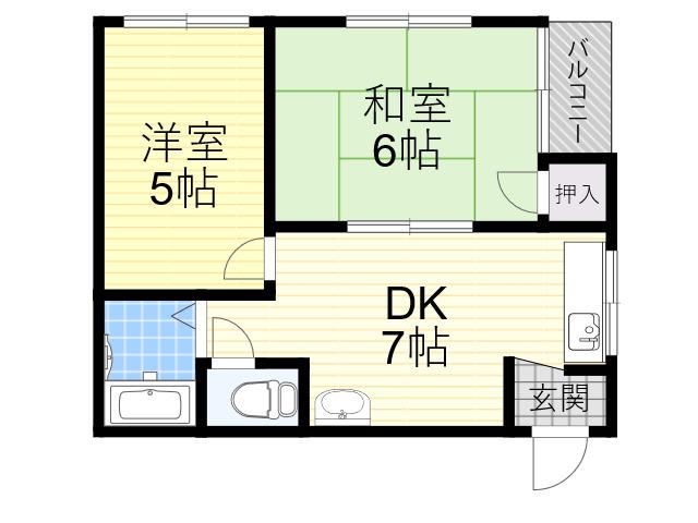 レジデンス三津屋(2DK/2階)の間取り写真