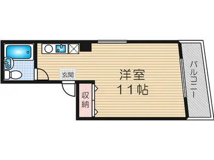 クローバ-ハイツマキノ(ワンルーム/4階)の間取り写真