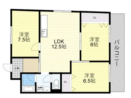 福森マンション(3LDK/5階)の間取り写真