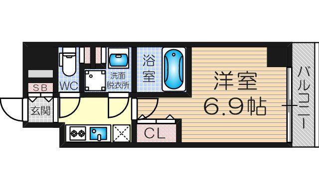 エグゼ北大阪(1K/2階)の間取り写真