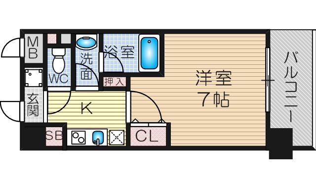 新大阪南グランドマンション(1K/4階)の間取り写真