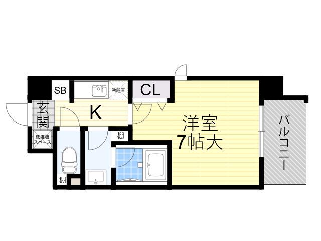 新大阪南グランドマンション(1K/4階)の間取り写真