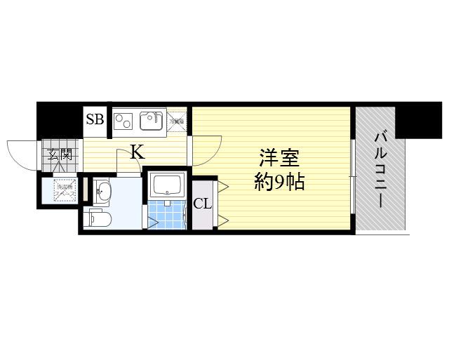プラウドフラット新大阪(1K/11階)の間取り写真