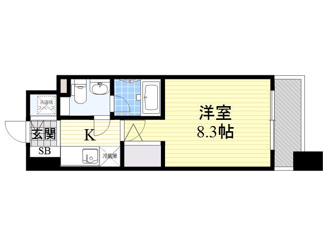 プラウドフラット新大阪(1K/8階)の間取り写真