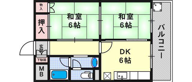 浩和マンション(2DK/3階)の間取り写真