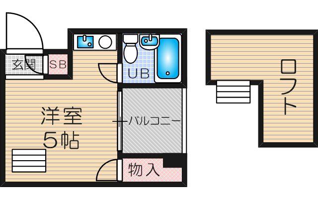 メゾネット北野(ワンルーム/6階)の間取り写真
