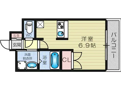 メロディア塚本(ワンルーム/11階)の間取り写真