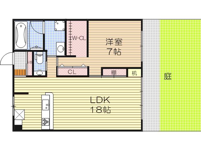 上忠商事立花マンション(1LDK/1階)の間取り写真