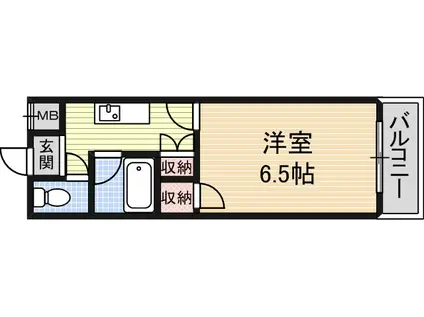 キャナル新北野(1K/3階)の間取り写真