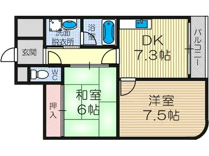 シロハイヌ姫里2(2DK/2階)の間取り写真