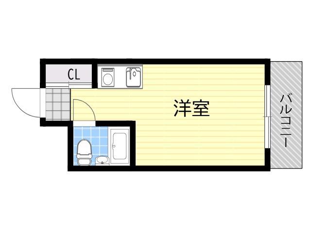 ソシオリバーハイツ(ワンルーム/6階)の間取り写真