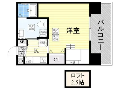 ドルチェヴィータ新北野(1K/10階)の間取り写真
