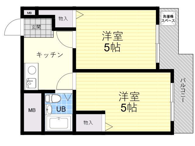 アメニティ新高1番館(2K/2階)の間取り写真