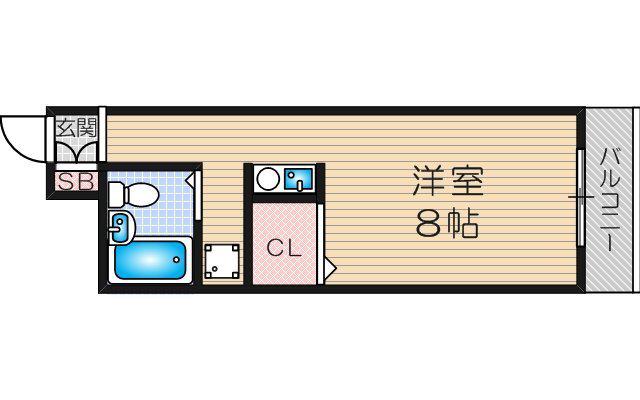 十三ホワイティ(ワンルーム/1階)の間取り写真